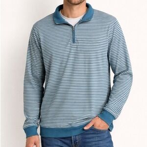 Peter‎ Millar Performance 1/4 Zip Pullover Mens 2XL Blue Striped Golf Mock Neck